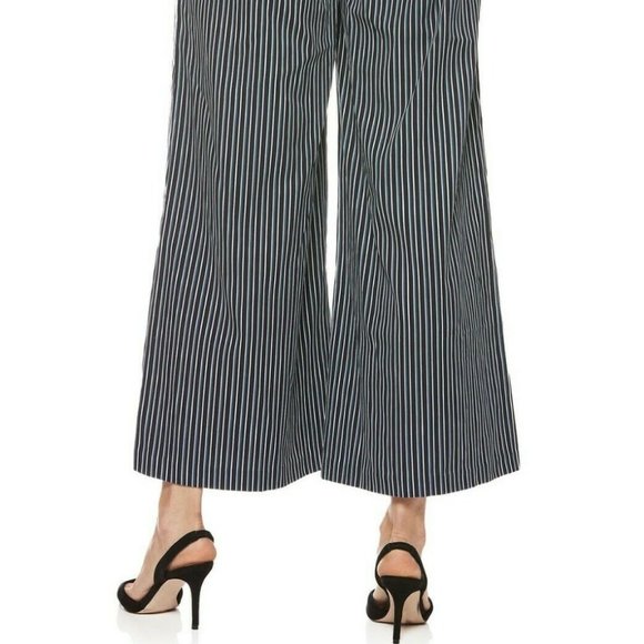 NWT PAIGE CHARISMA NAVY STRIPE WIDE LEG PANTS 10 - Picture 7 of 14